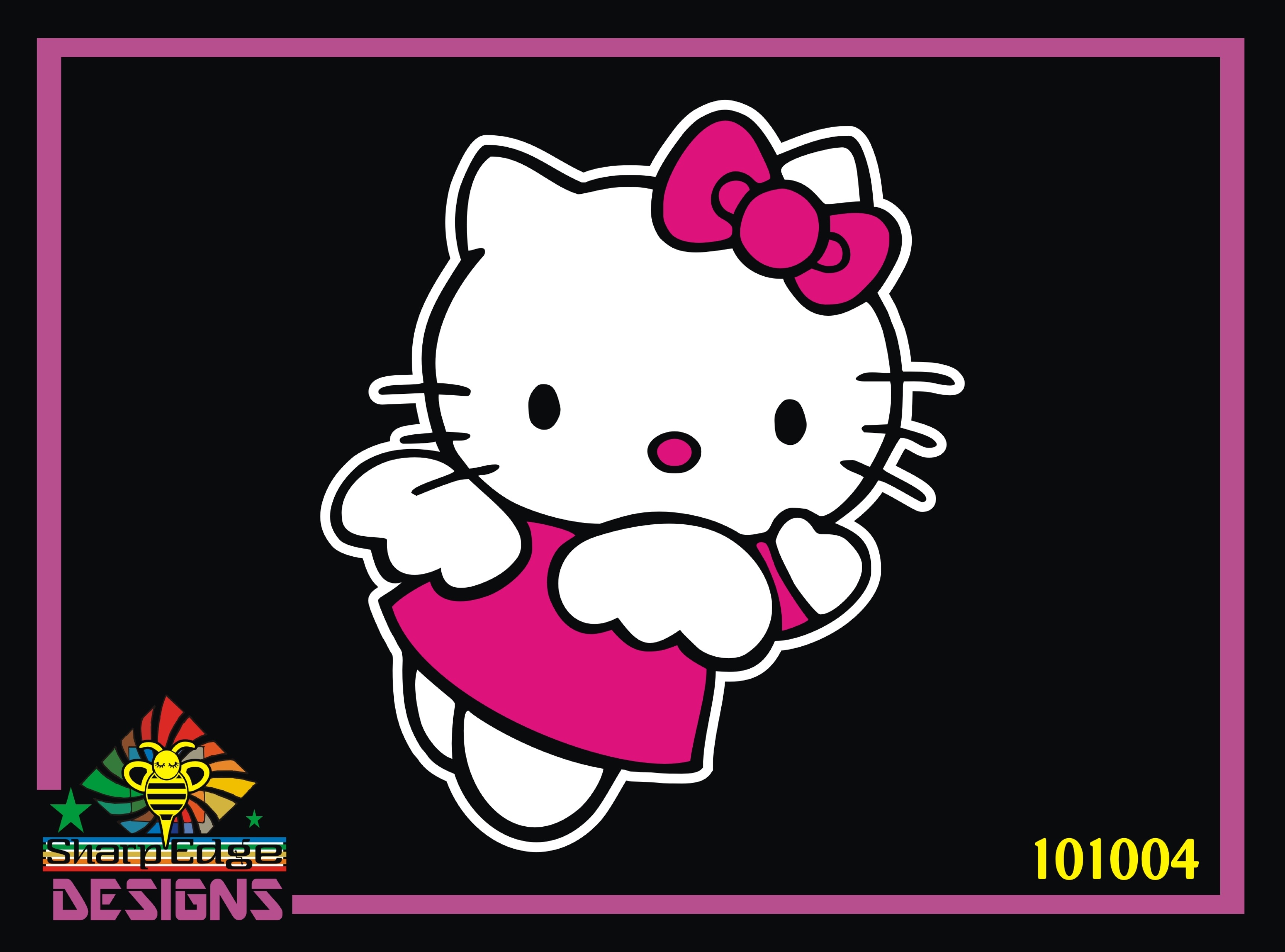 Hello Kitty Bow Vinyl Sticker Decal 8 x 5, Pink 